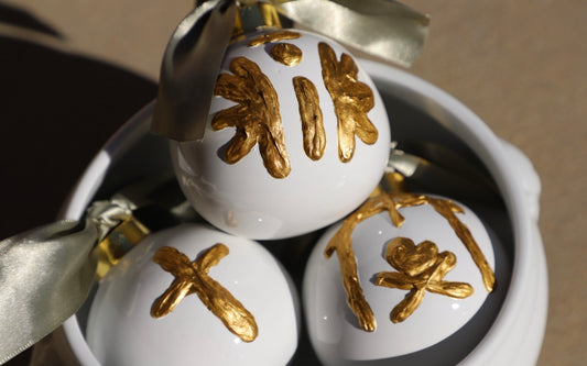 Glass White Ball Ornament