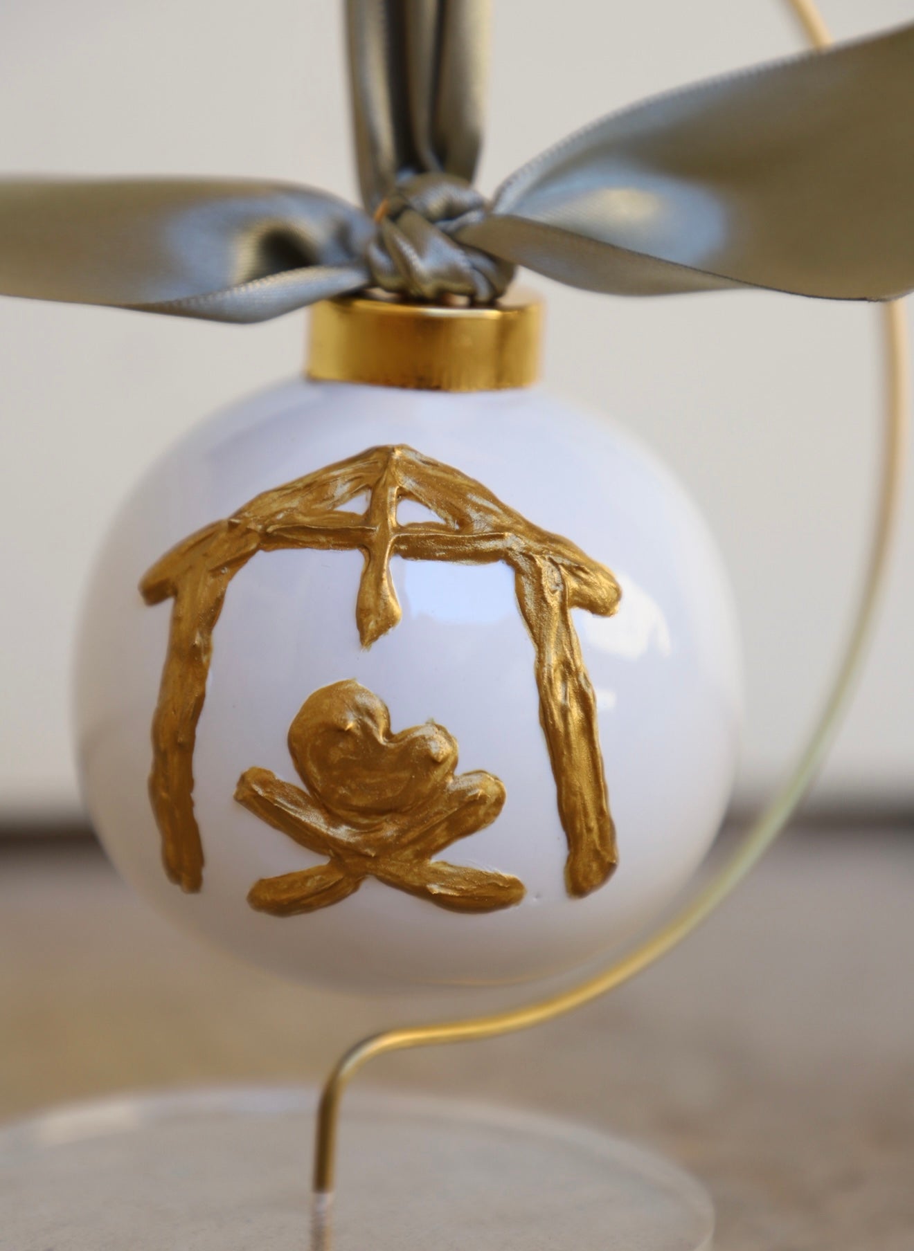 Glass White Ball Ornament