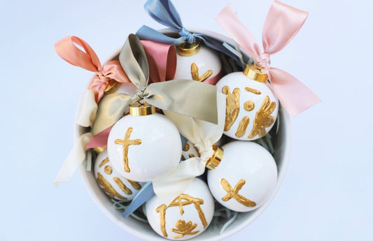 Glass White Ball Ornament