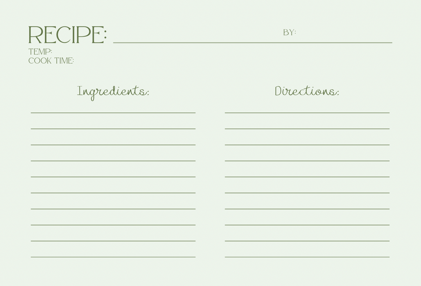 Plate Recipe Card